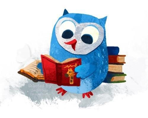 Owl reading a book.