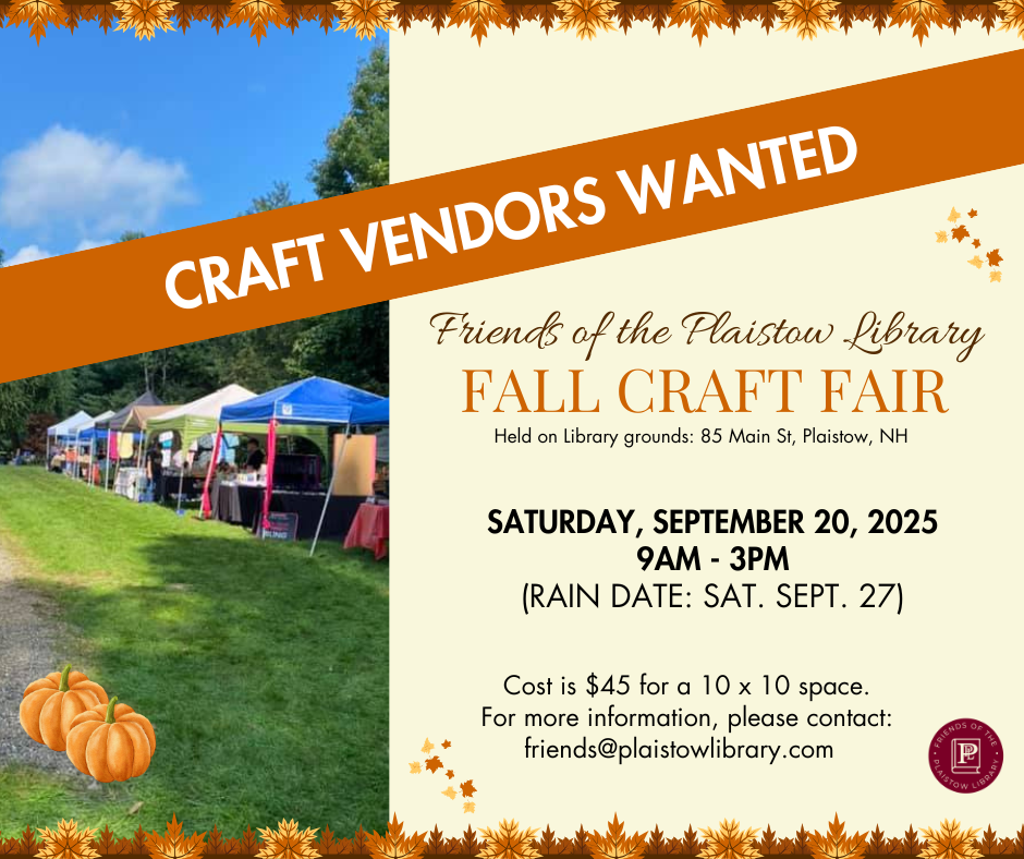 Craft Vendors Wanted for Frineds of the Library Fall Craft Fair!