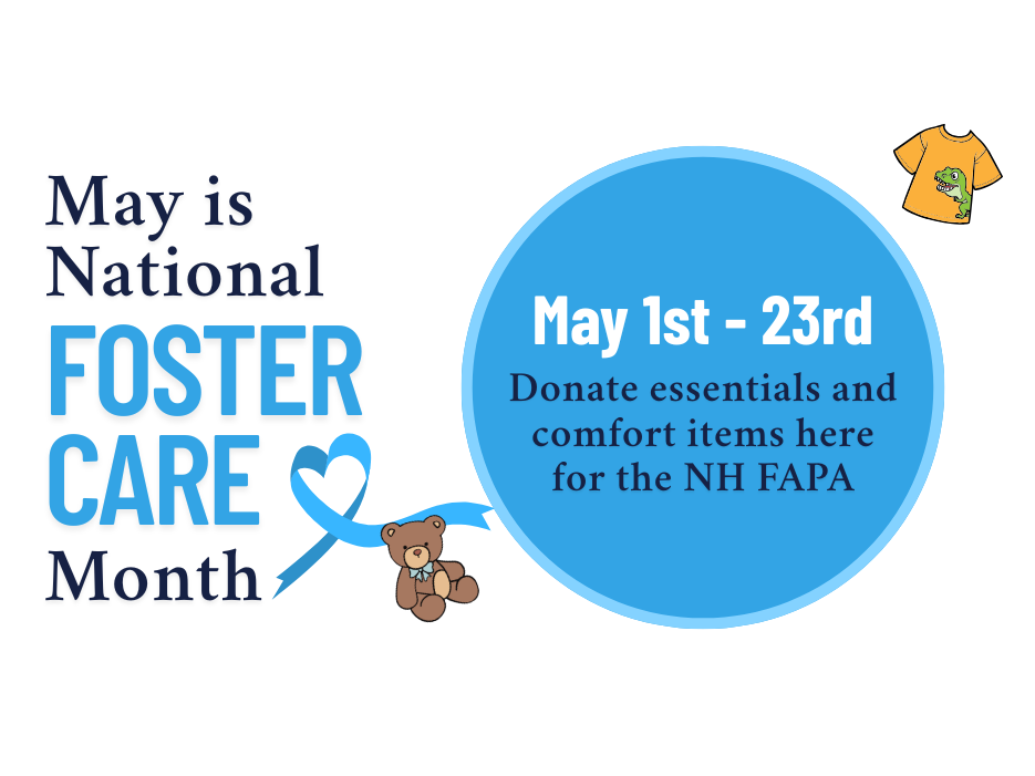 Donate essentials and comfort items May 1 - May 23rd